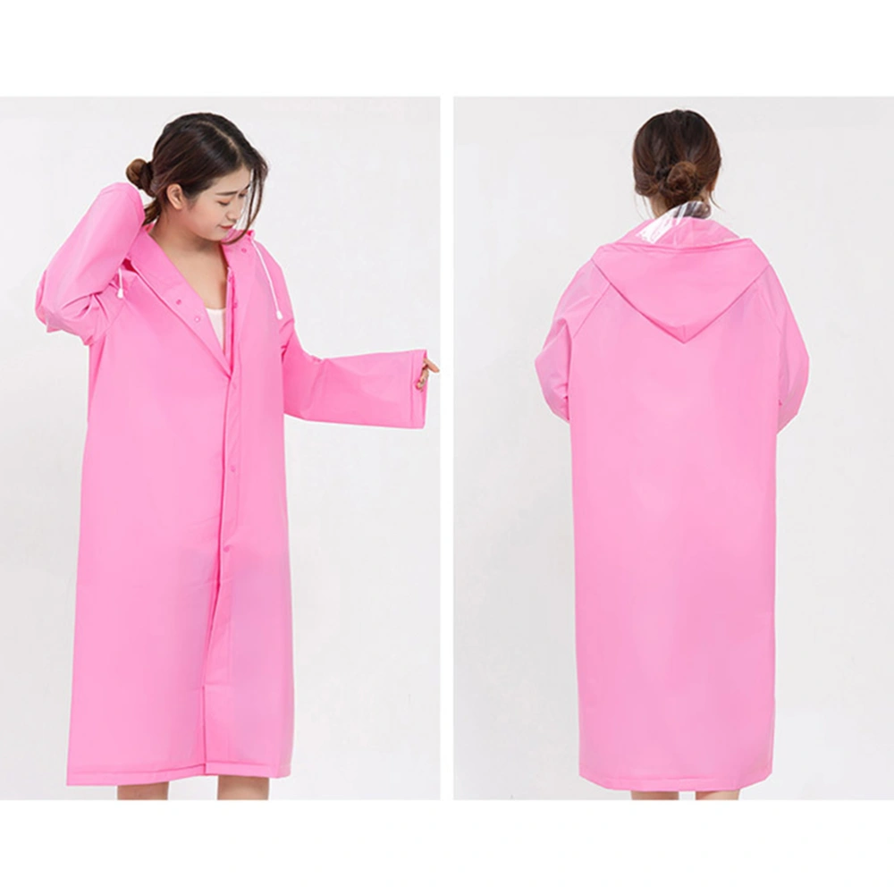 Reusable Raincoat Fashion Thicken EVA Rain Poncho Outdoor Waterproof Raincoat Outdoor Rainwear for Climbing Travel Adult (L Size, Pink)