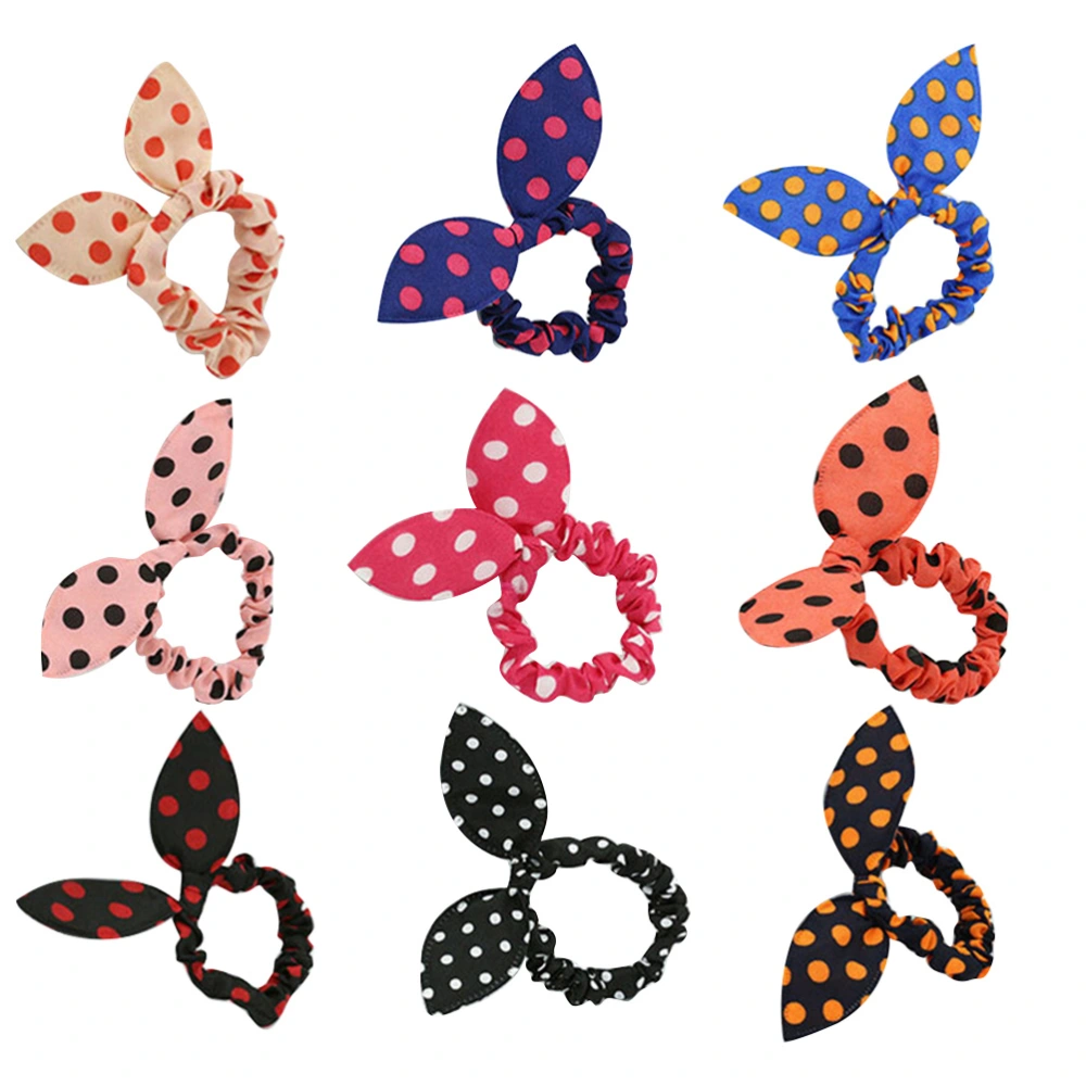 24 Pcs Adorable Dor Hair Tie Rabbit Ear Bowknot Ponytail Holders Hair Accessories for Women Girls (Random Color)