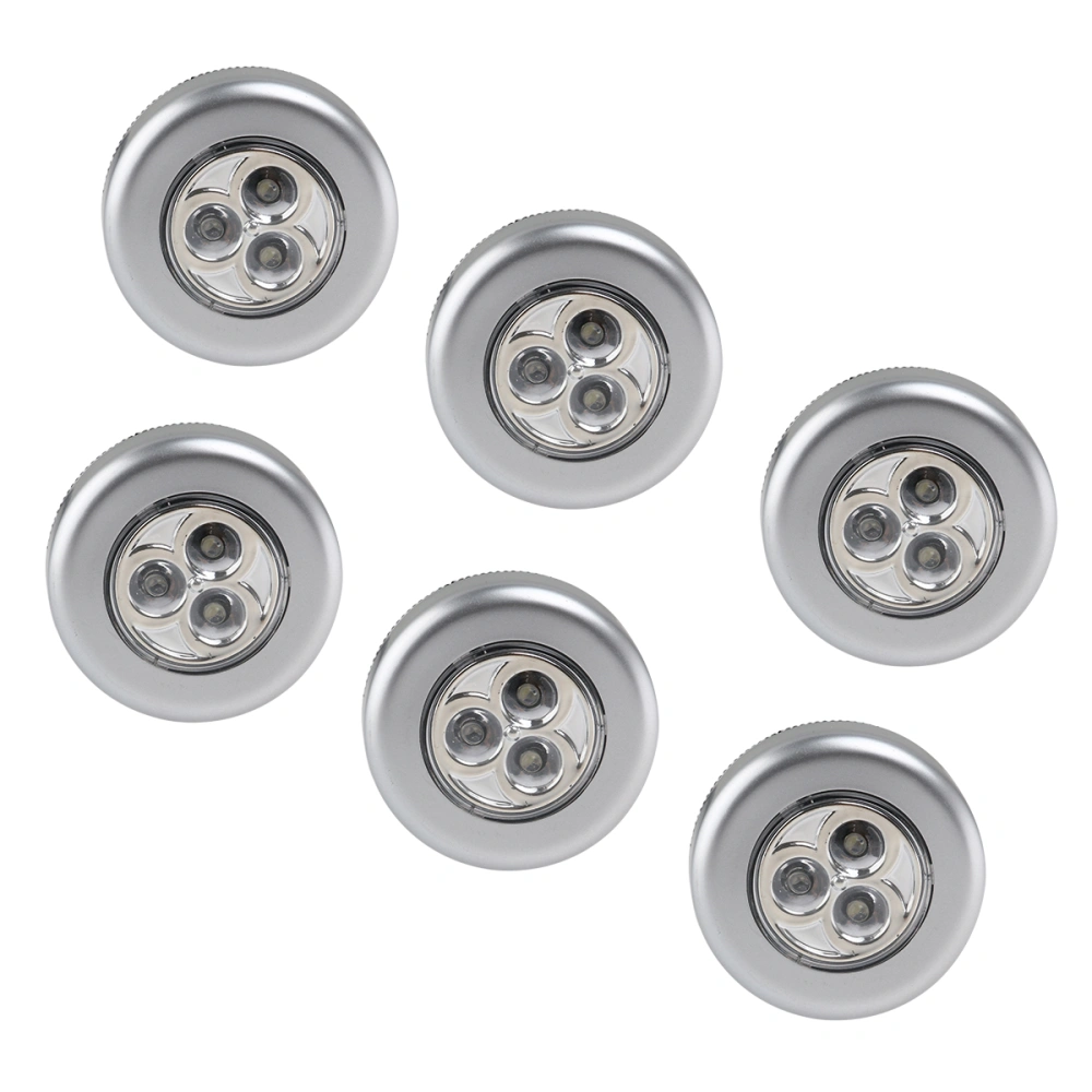 TINKSKY 6pcs Battery Powered Click 3-LED Push Light Lamp (White Light)