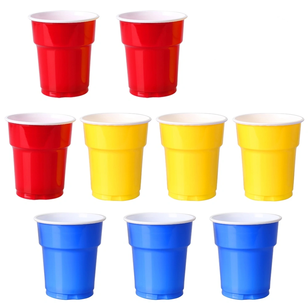 60Pcs 200ml Colorful Thickened Plastic Party Cups for Adults Kids Disposable Hot Cold Cups Picnic Drinking Mugs (Red, Blue and Yellow)