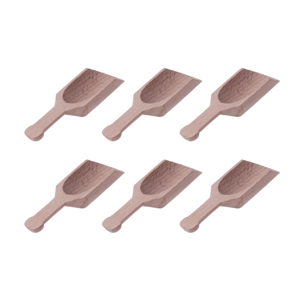 6pcs Wooden Coffee Tea Scoops Mini Candy Bath Salt Spices Flavors Spoons