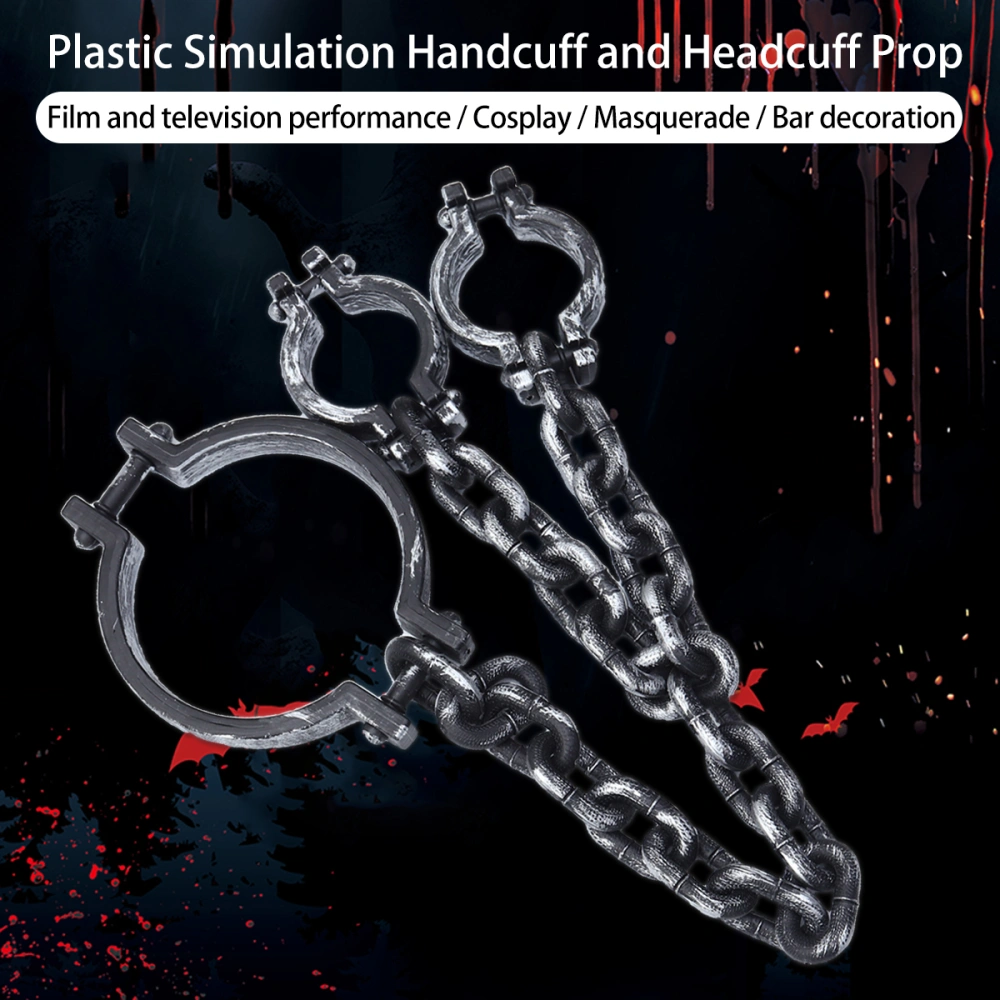 Halloween Prop Handcuffs Head Cuffed Prop Prisoner Shows Plastic Adult Game Prop for Festival Bar