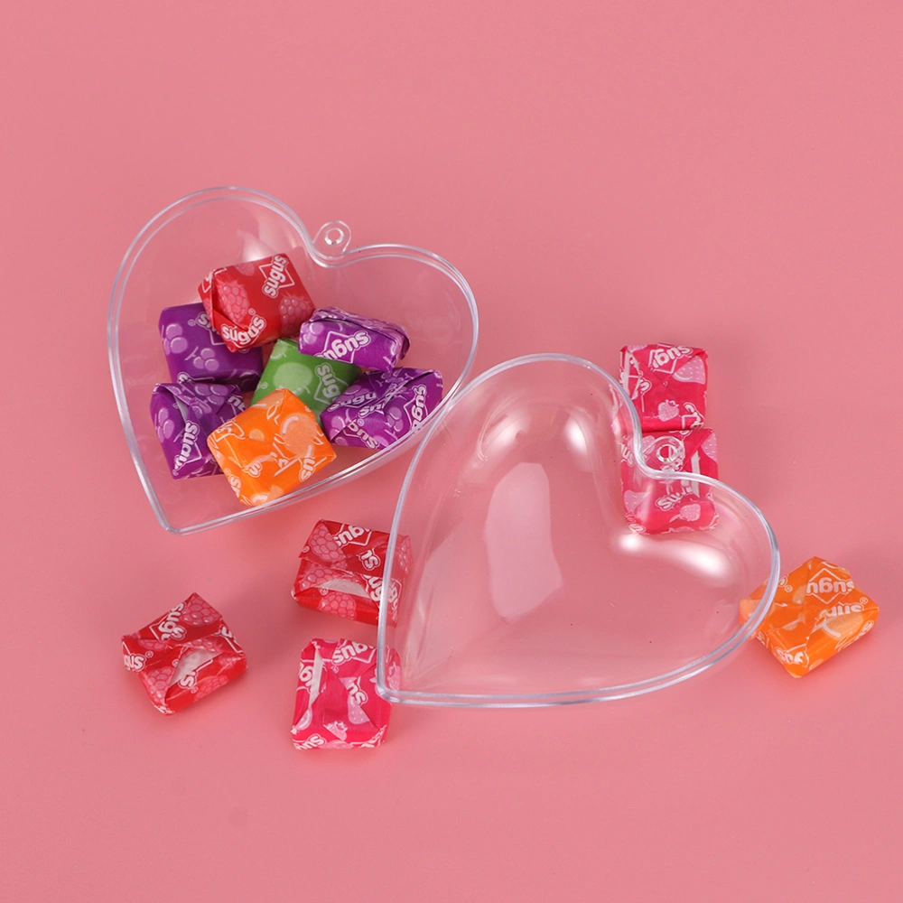 10pcs Transparent Heart-shaped Hanging Ornament Creative Pendant Storage Box for Valentine's Day (80x78x46mm)