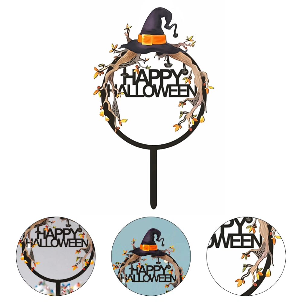 1pc Happy Halloween Cake Topper Cake Decorations Halloween Themed Props Black