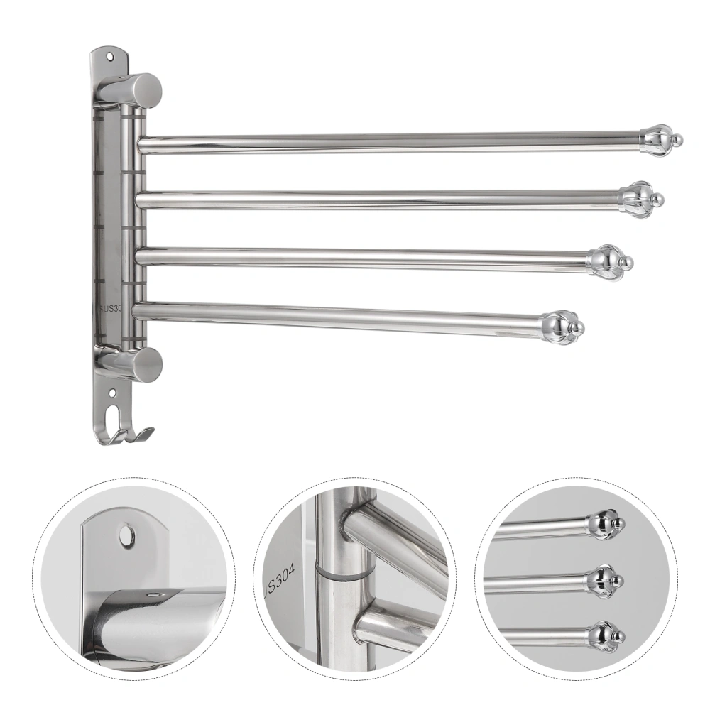 304 Stainless Steel Towel Rack Rotating Free Punching Towel Rod Bar Stand