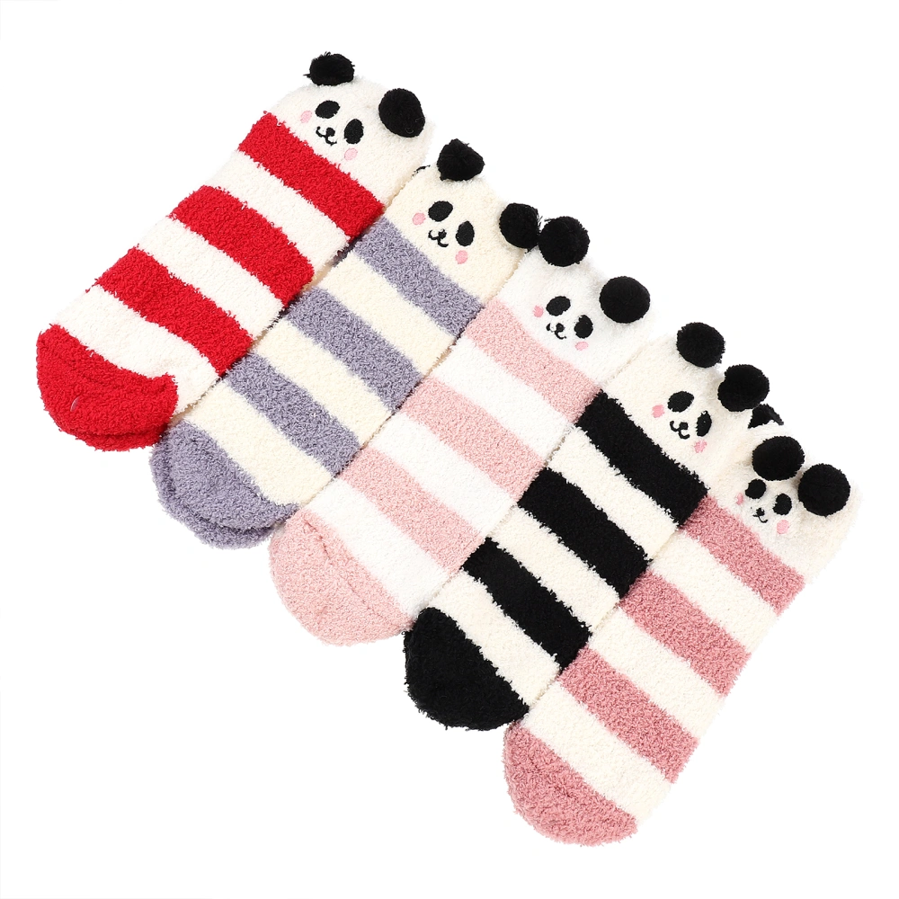 5 Pairs Women Socks Warm Polyester Girls Socks Autumn Winter Lovely Lady Socks