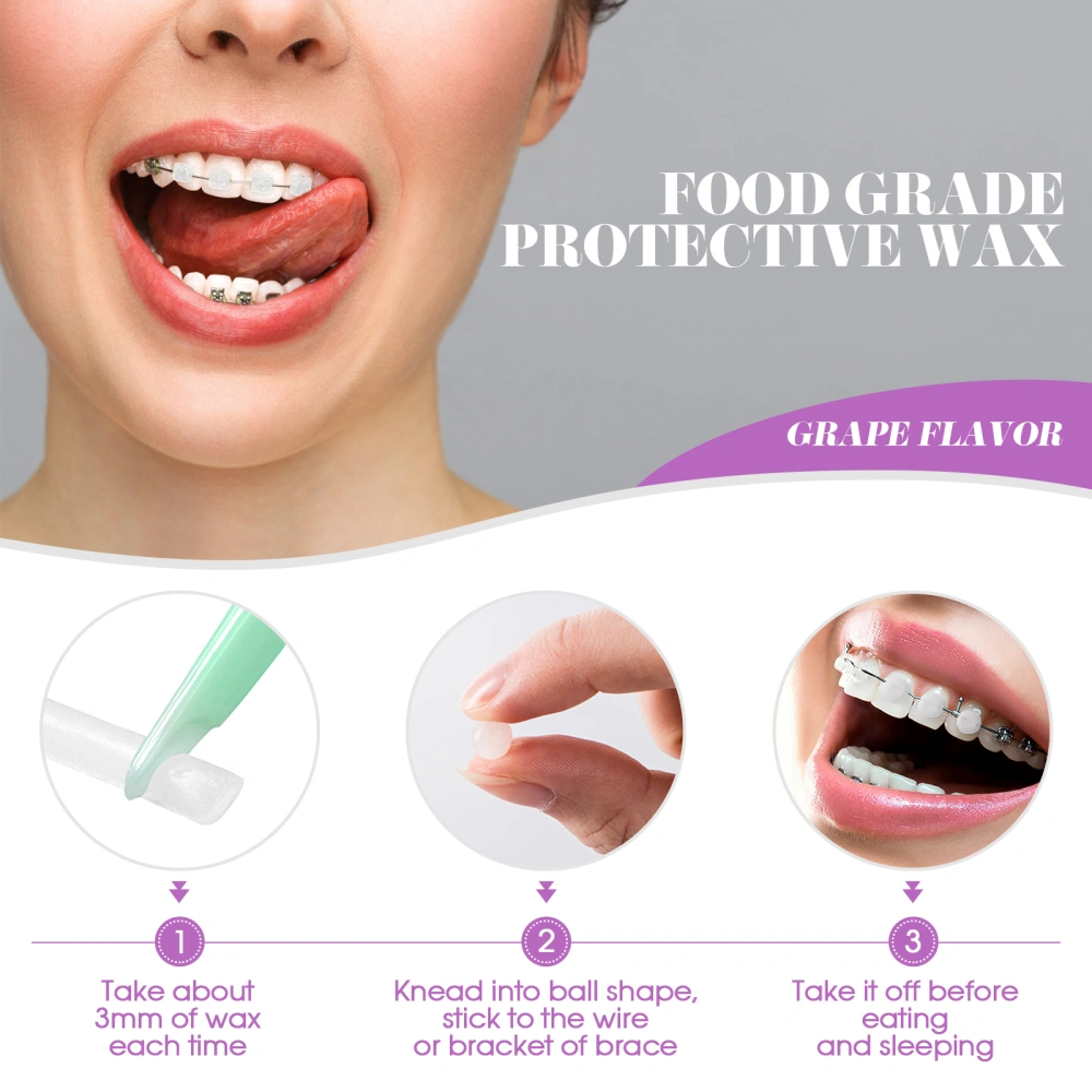10pcs Dental Braces Wax Dental Protective Wax Orthodontic Wax for Orthodontics Braces Wearer (Grape Flavor)