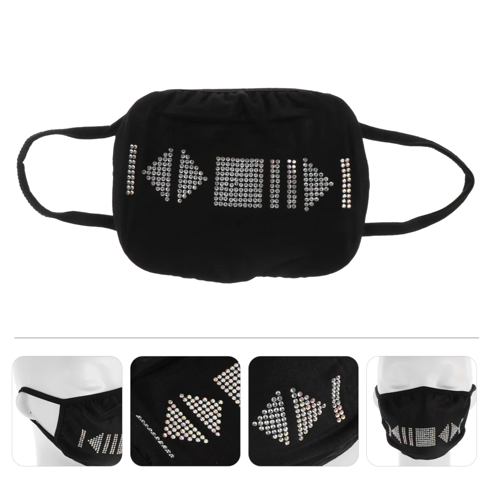 1pc Dustproof Cotton Cloth Mask with Shiny Rhinestone Face Cover for Adult Use