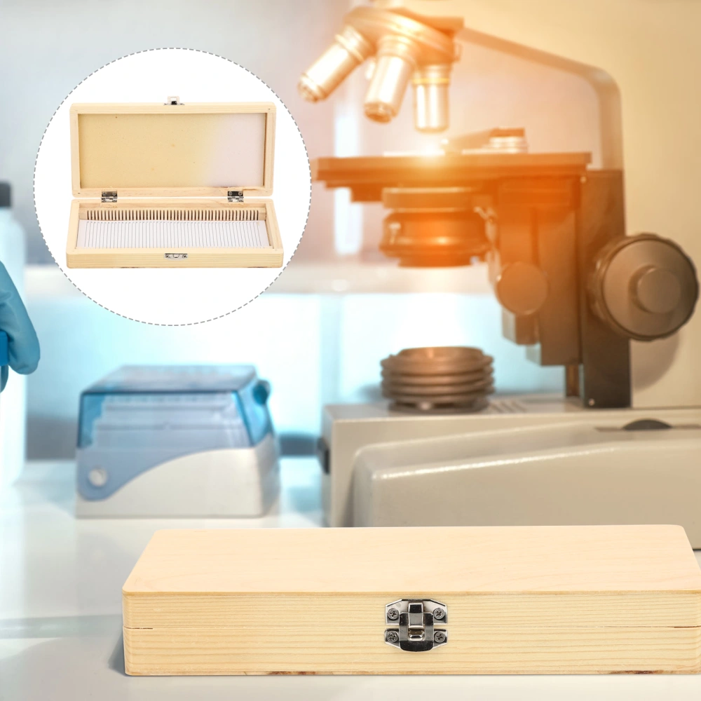 Wooden Specimen Case Microscope Slide Box Sliding Storage Case Slide Container