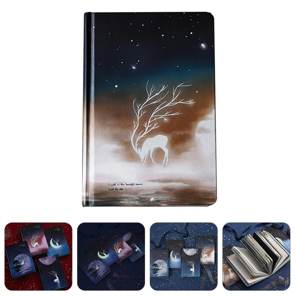 1pc Noctilucence A5 Diary Book Starry Night Pattern Hand Book Notebook (Brown