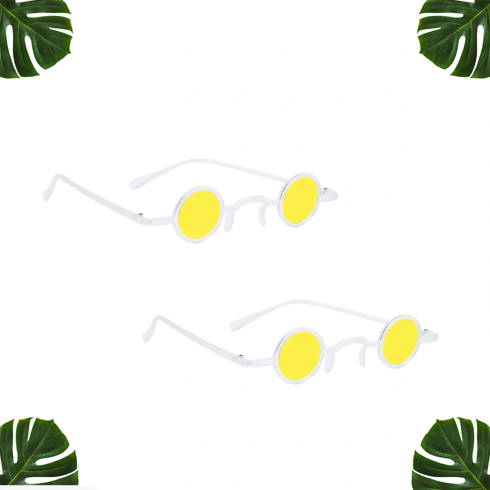 2 Pairs of Spoof Glasses Retro Funny Creative Decor Spoof Glasses Sunglasses for Man Woman (White Frame and Yellow Eyeglass Pattern)