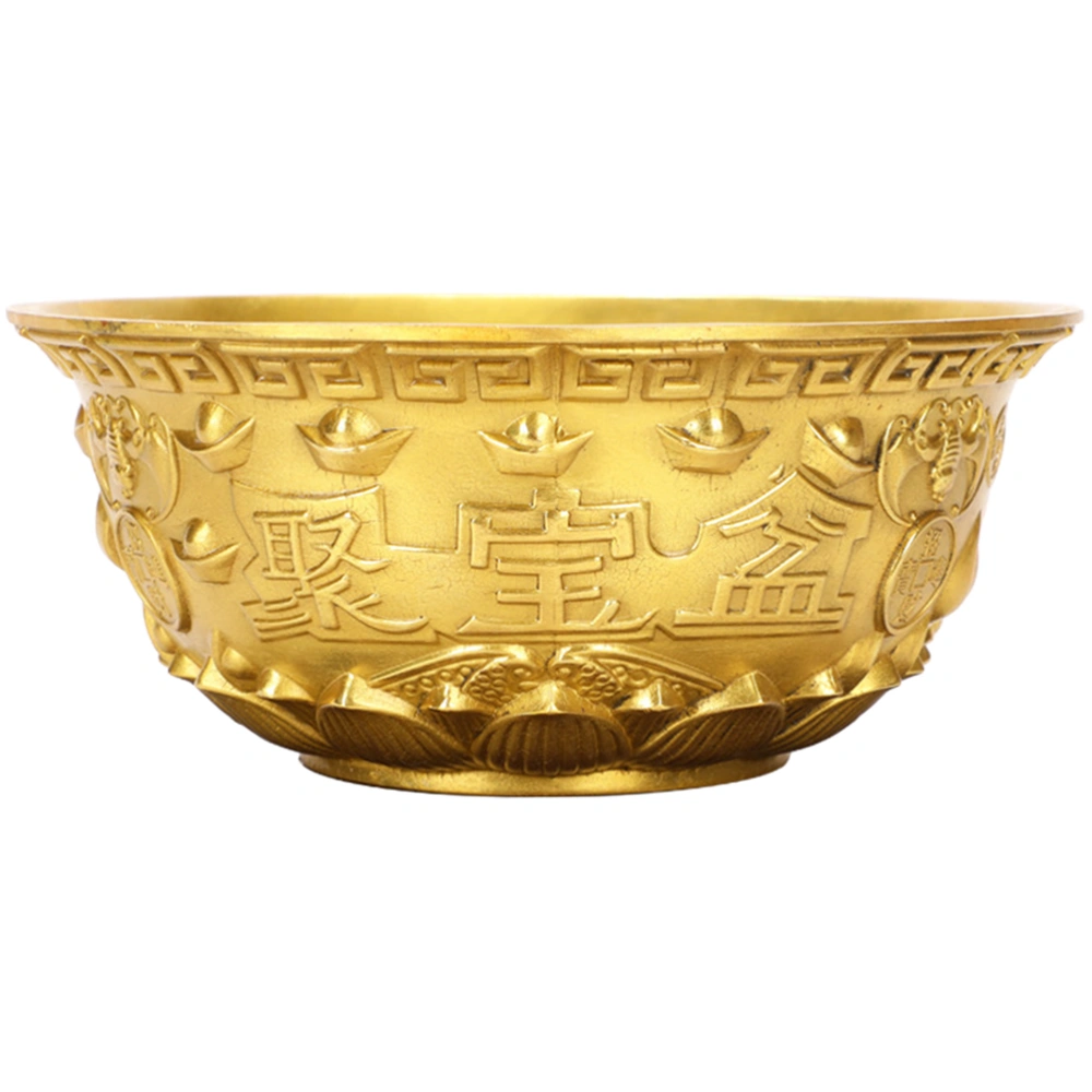 Gold Brass Bowl Chinese Treasure Bowl Wealth Basin Money Bowl Tabletop Adornment