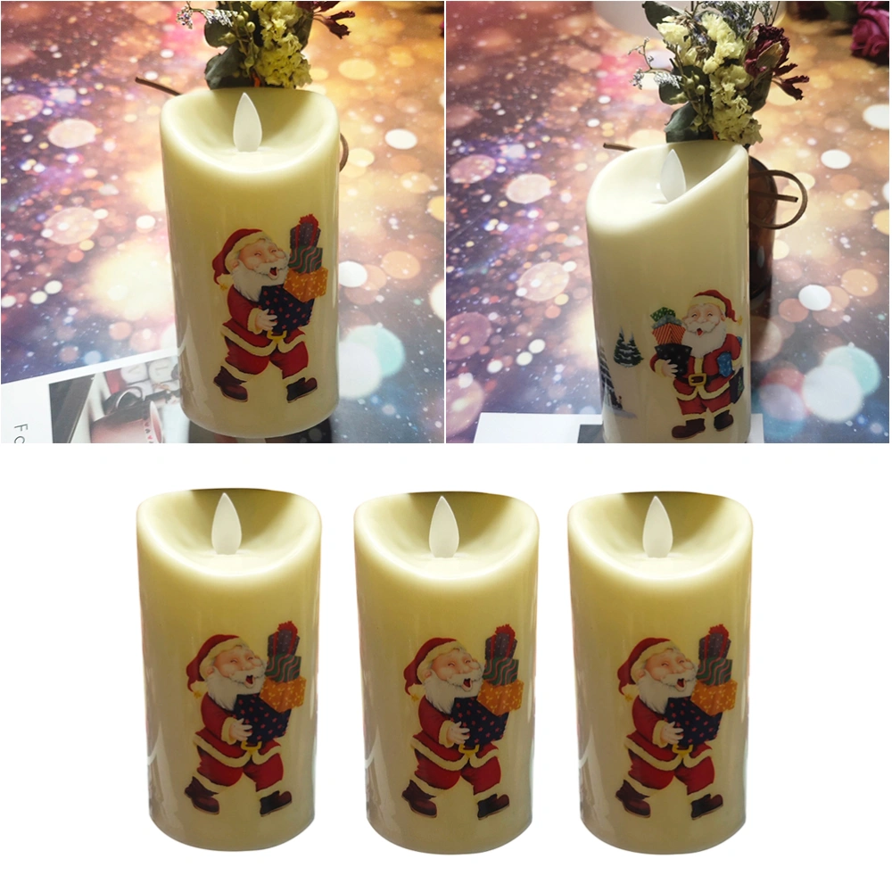 3pcs Christmas LED Candle Light Night Light Non-smoke Swing Party Supplies without Battery for Home (Random Style)