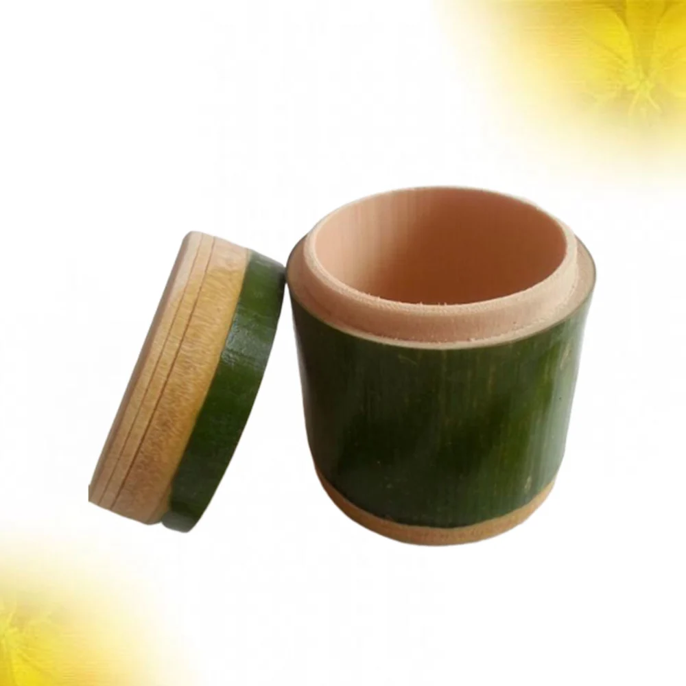 Natural Bamboo Rice Jar Vintage Tea Jug Bamboo Made Container Eco-friendly Food Storage Jar for Home Restaurant (Outer Diameter：7-8cm, Height: 10cm)
    