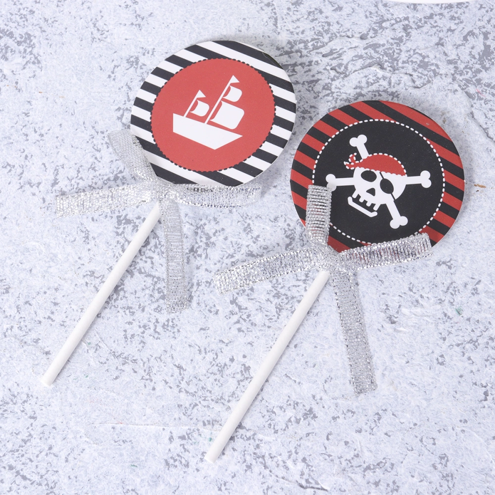 20pcs Creative Pirate Theme Cake Toppers Dessert Picks Intereiting Cupcake Decoration Cake Adornment for Birthday Party