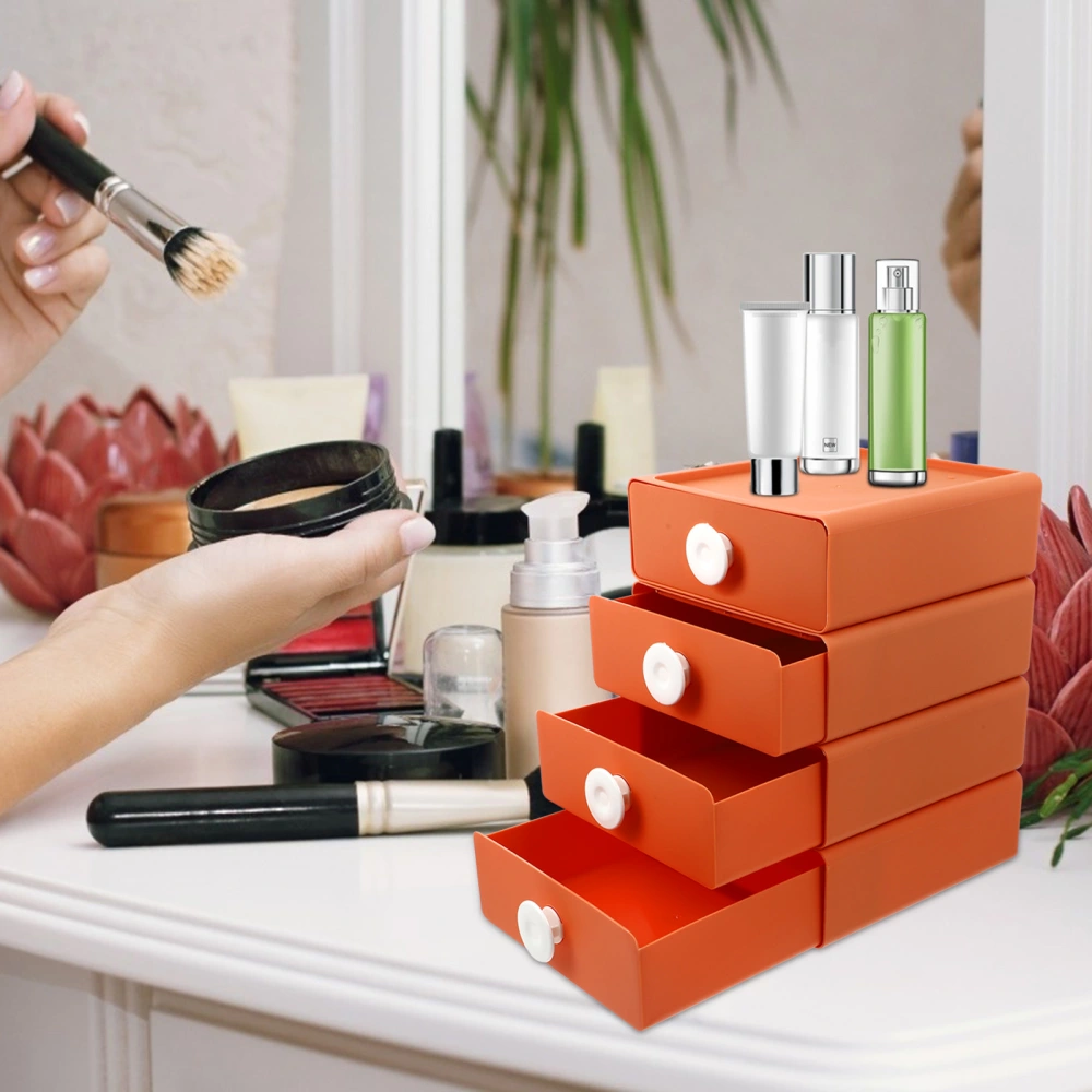 4Pcs Drawer Type Desktop Storage Box esSturdy Cosmetics Stationery Storage Boxes
