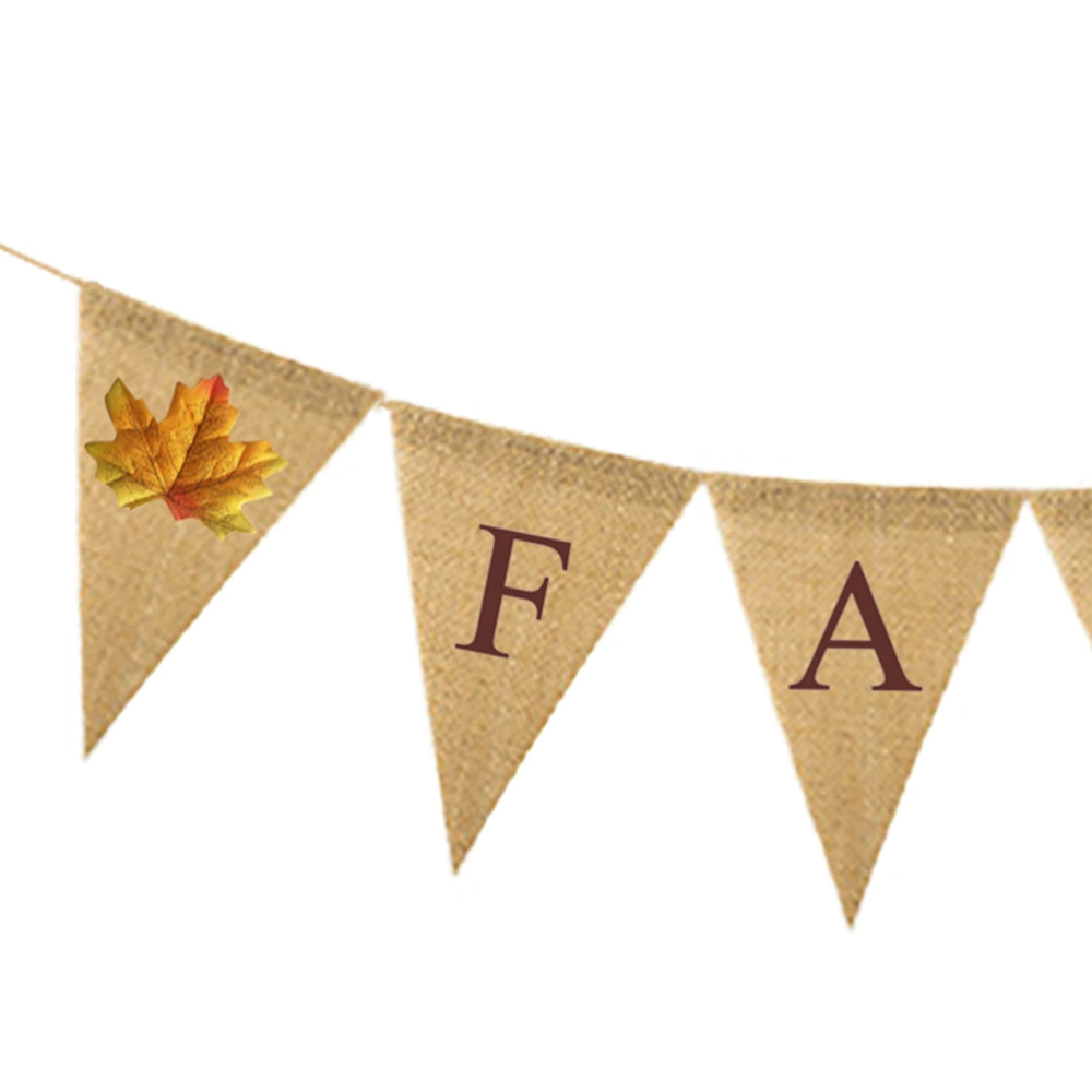 Fall Letters Bunting Banner Decoration Linen Burlap Banner Pennant Burgee Pull Flag Harvest Party Supplies for Thanksgiving