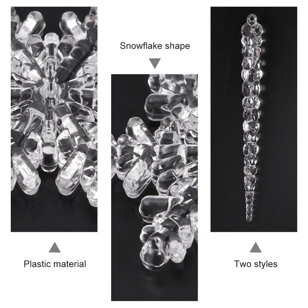 1 Set Christmas Tree Snowflake Icicle Pendants Plastic Snowflake Ornaments