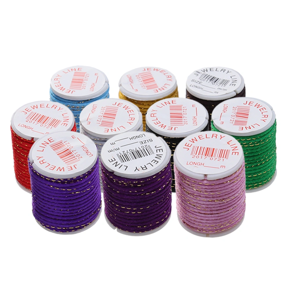 10pcs Colorful Satin Nylon Chinese Knot Cord Sewing Thread Jewelry Making Crafting Multi-use Beading Cord Knotting Sewing Cord Thread for Jewelry Making Beading Macrame Supplies 2mm