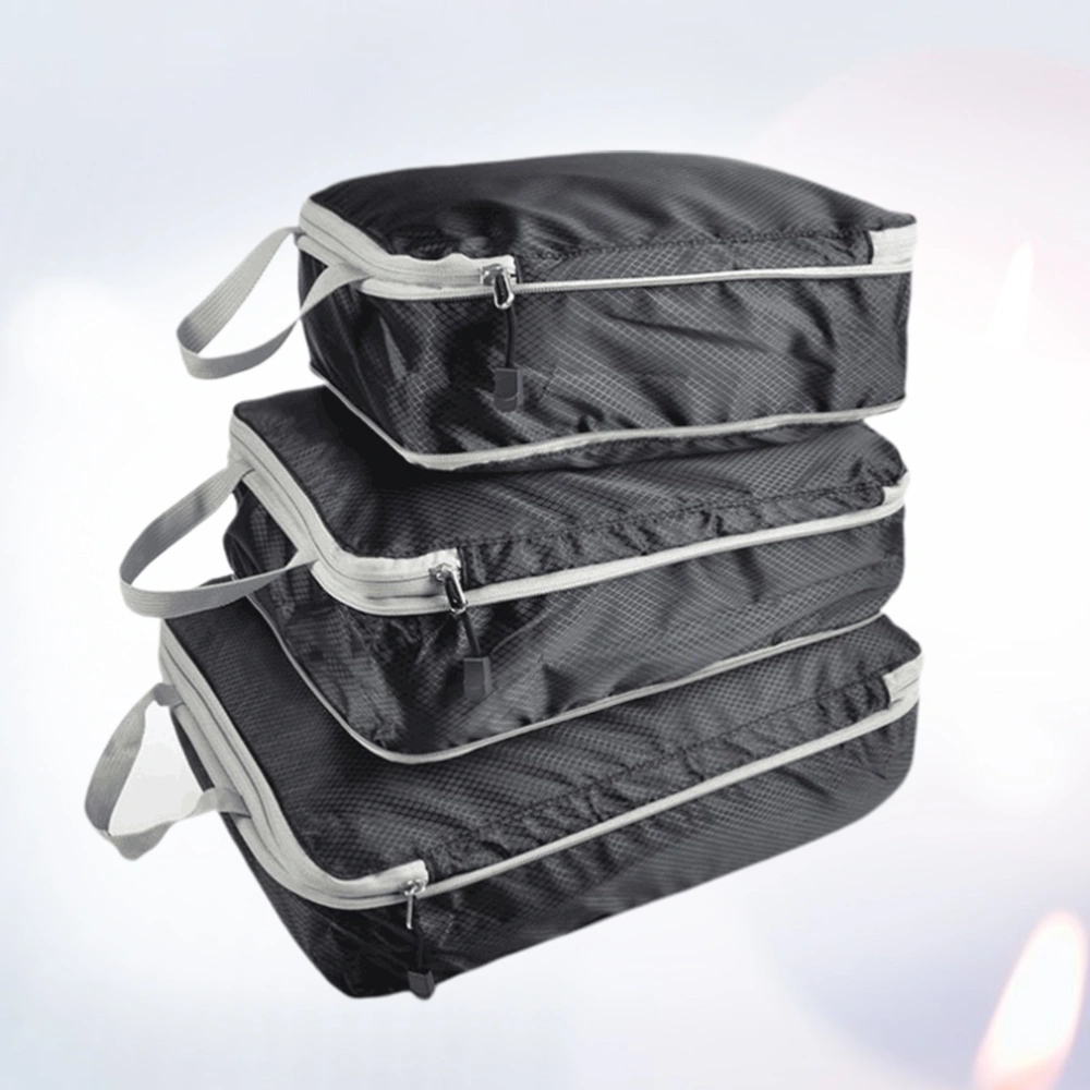 3Pcs Waterproof Travel Storage Bags Clothes Tidy Storage Container Luggage Suitcase Pouch Organizer Black