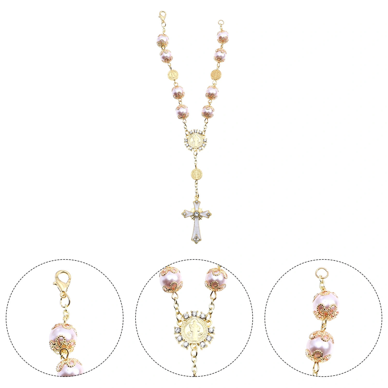 1pc Religious Cross Bracelet Glass Rosary Bracelet Jewelry Decor Bracelet Gift