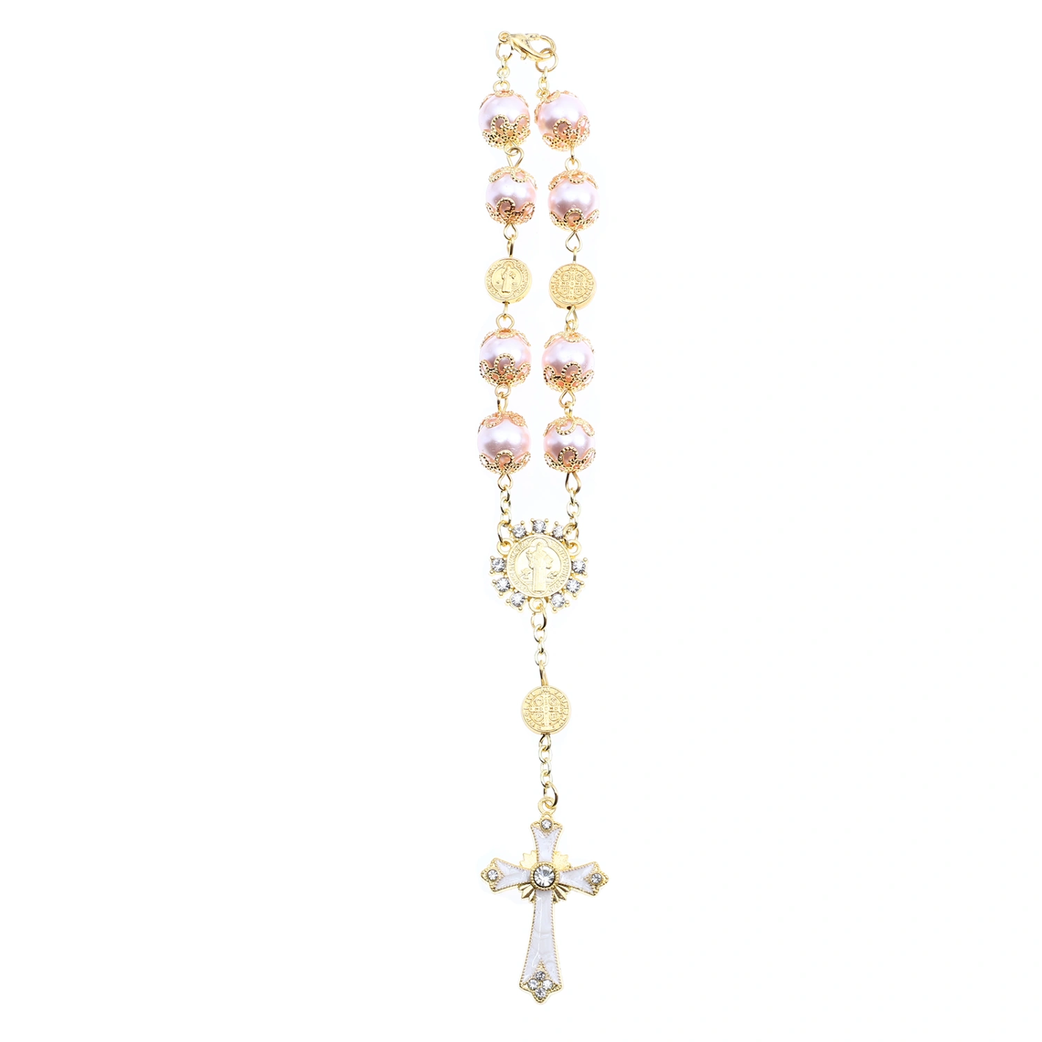 1pc Religious Cross Bracelet Glass Rosary Bracelet Jewelry Decor Bracelet Gift