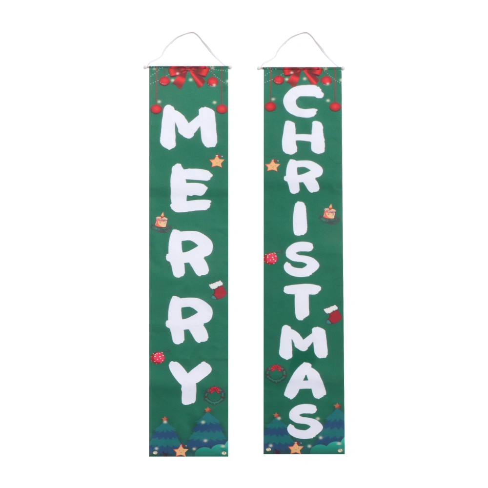 1 Pair Christmas Theme Door Curtain Printing Couplet Front Door Curtain (Green)