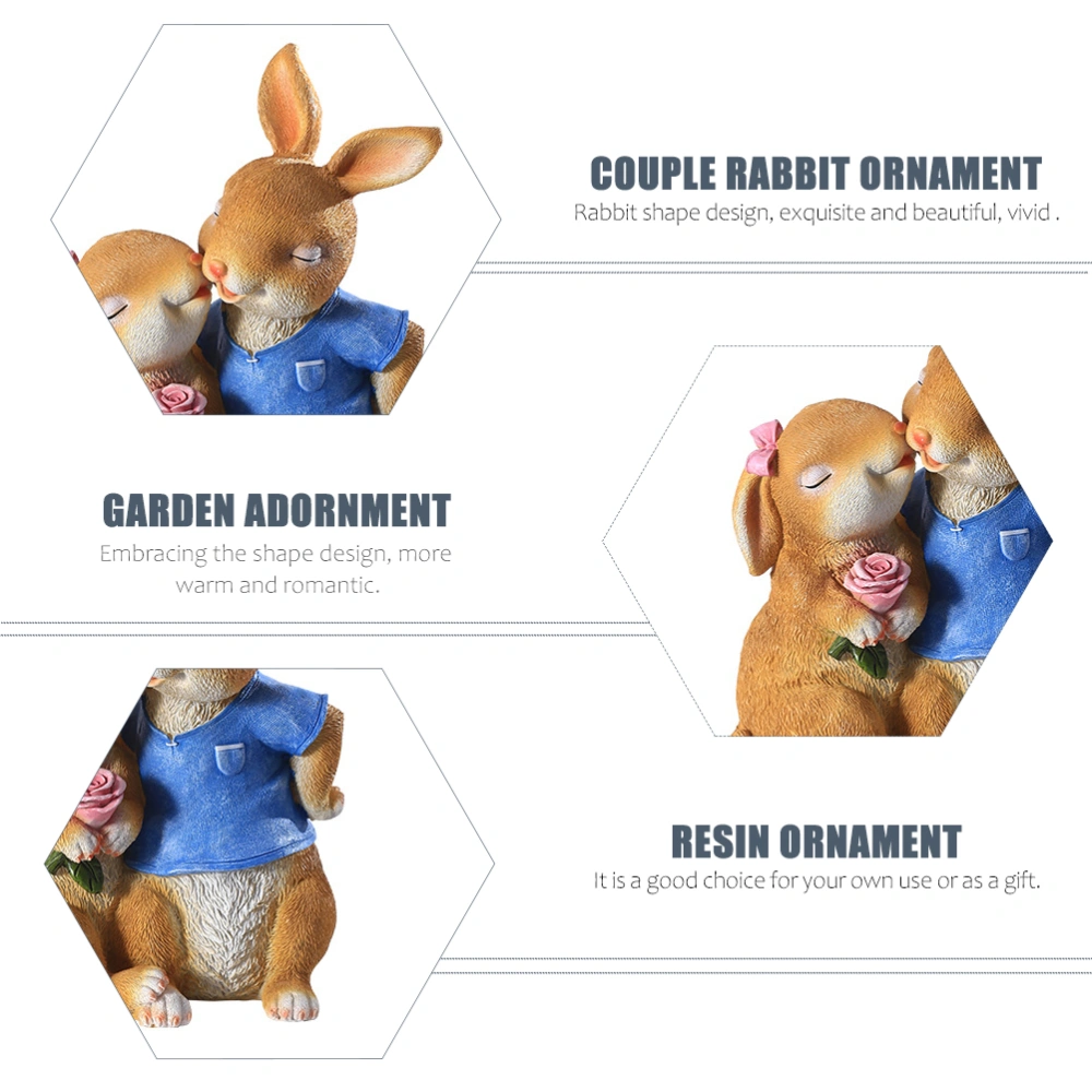 Garden Cartoon Couple Rabbit Design Ornaments Outdoor Garden Decorative Model