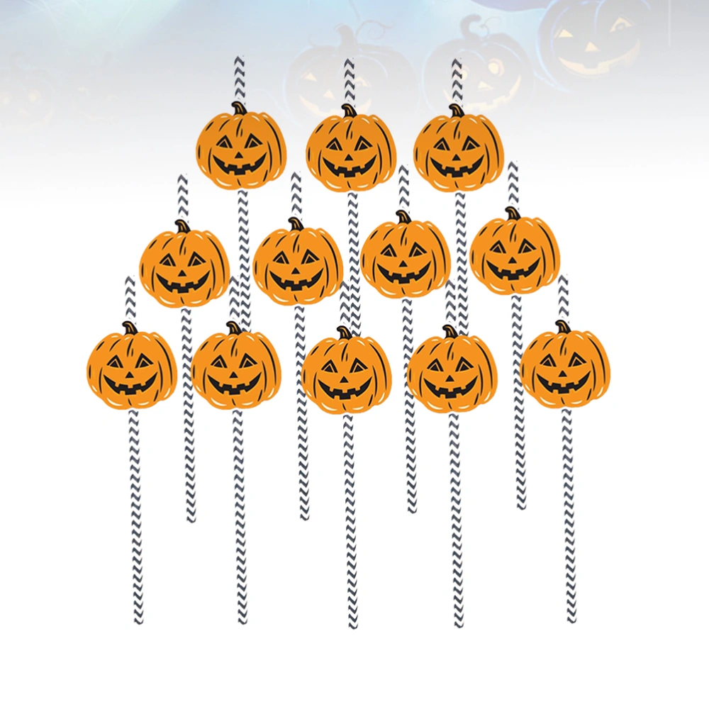 12pcs Halloween Pumpkin Party Straws Creative Straws Party Supplies for Drinking