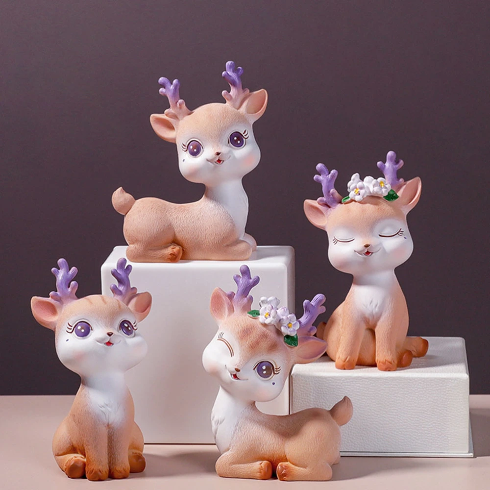 1pc Cartoon Resin Deer Decor Birthday Desktop Ornament Baking Dessert Decor