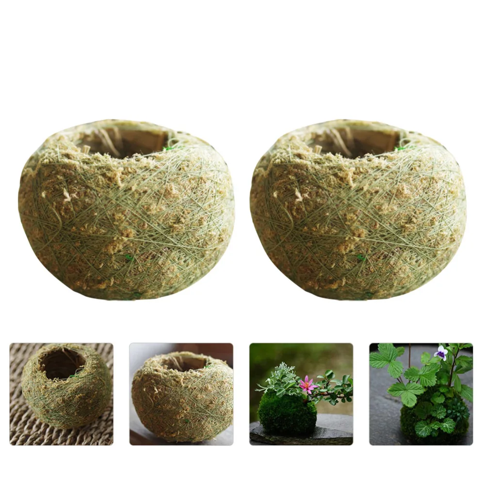 1 Set 2Pcs Green Moss Planters Plant Bonsai Household Basin Moss Flowerpots (Light Green)