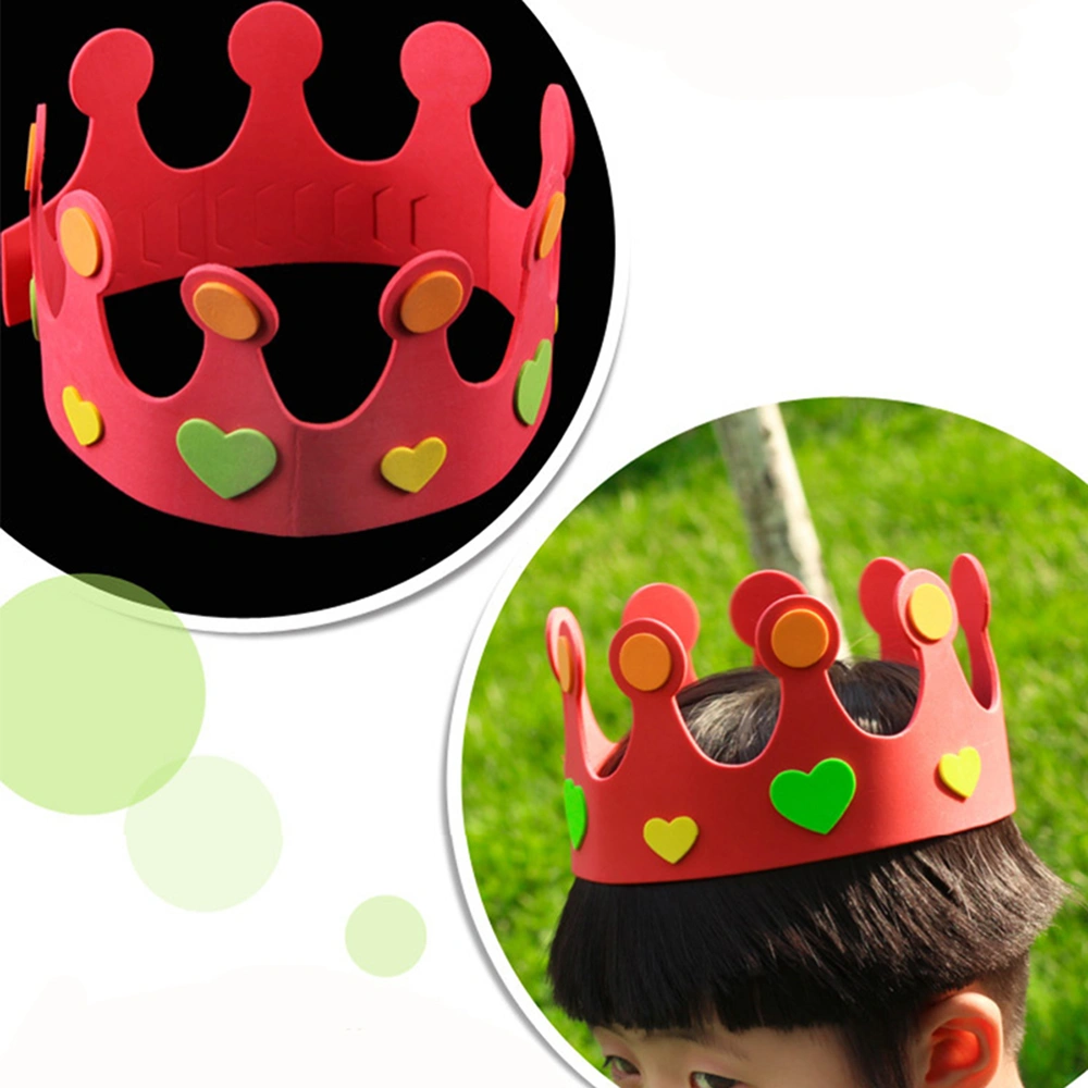 EVA Crown Birthday Handmade Hat  for Kids Birthday Party Crowns Party Dress-up Role Play Accessory (Red)