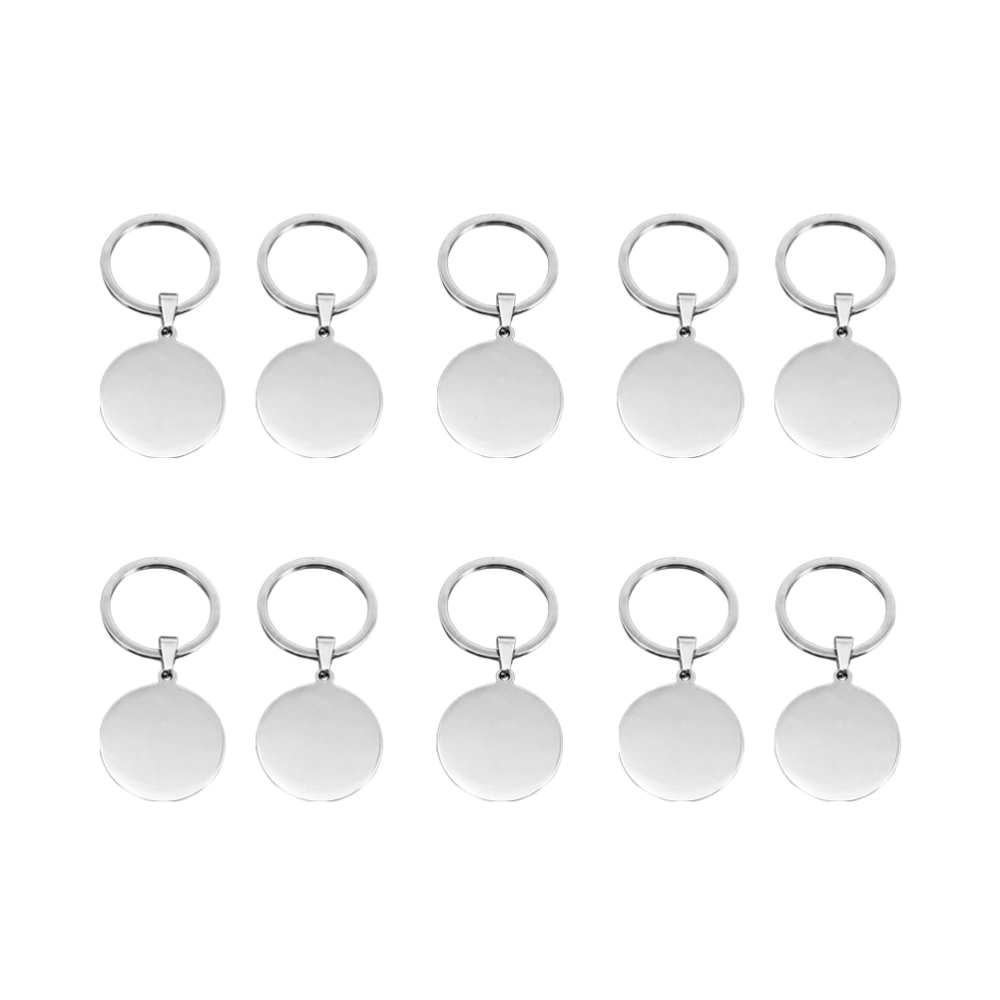 10pcs Round Metal Keychains Blank Tag Key Rings Key Chain Gifts