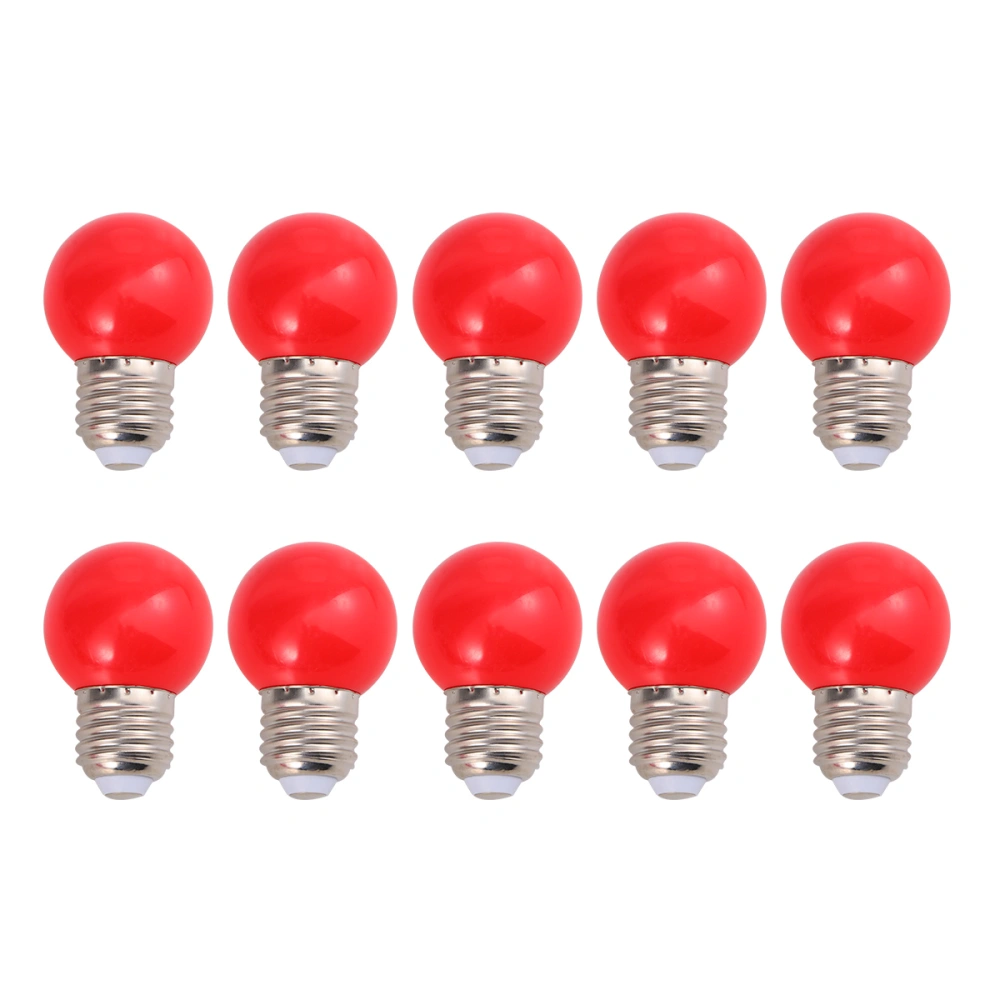 10pcs Outdoor Colorful LED Bulbs Light Bulb LED Lantern Light Bulb for Festival (Red 2W PC Lamp Shell)