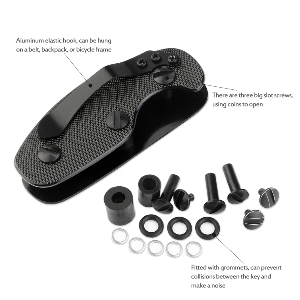 ULTNICE Aluminum Key Holder Clip Folder Outdoor Pocket Tool (Black)
