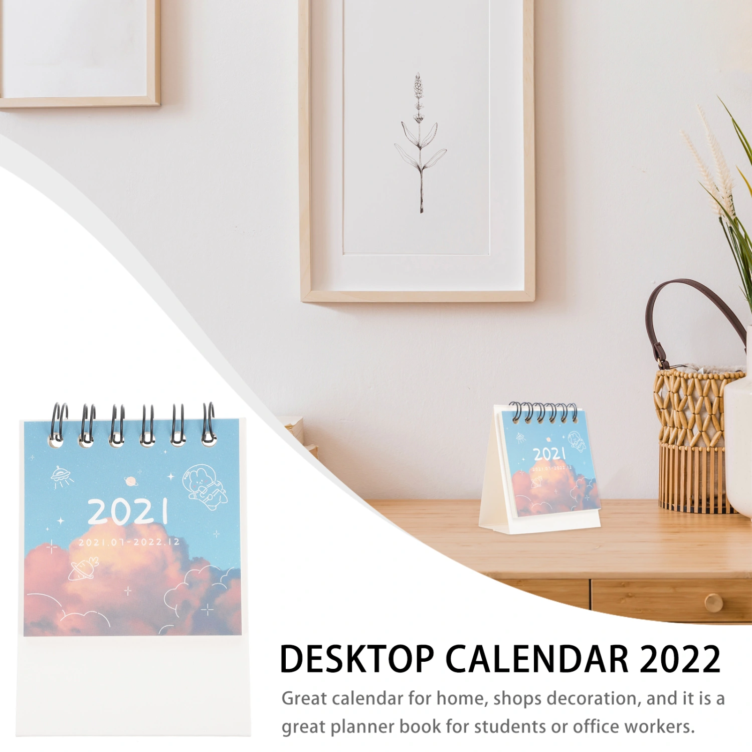 1Pc Useful 2022 Desk Calendar Fashion Desktop Calendar Stand up Desk Calendar