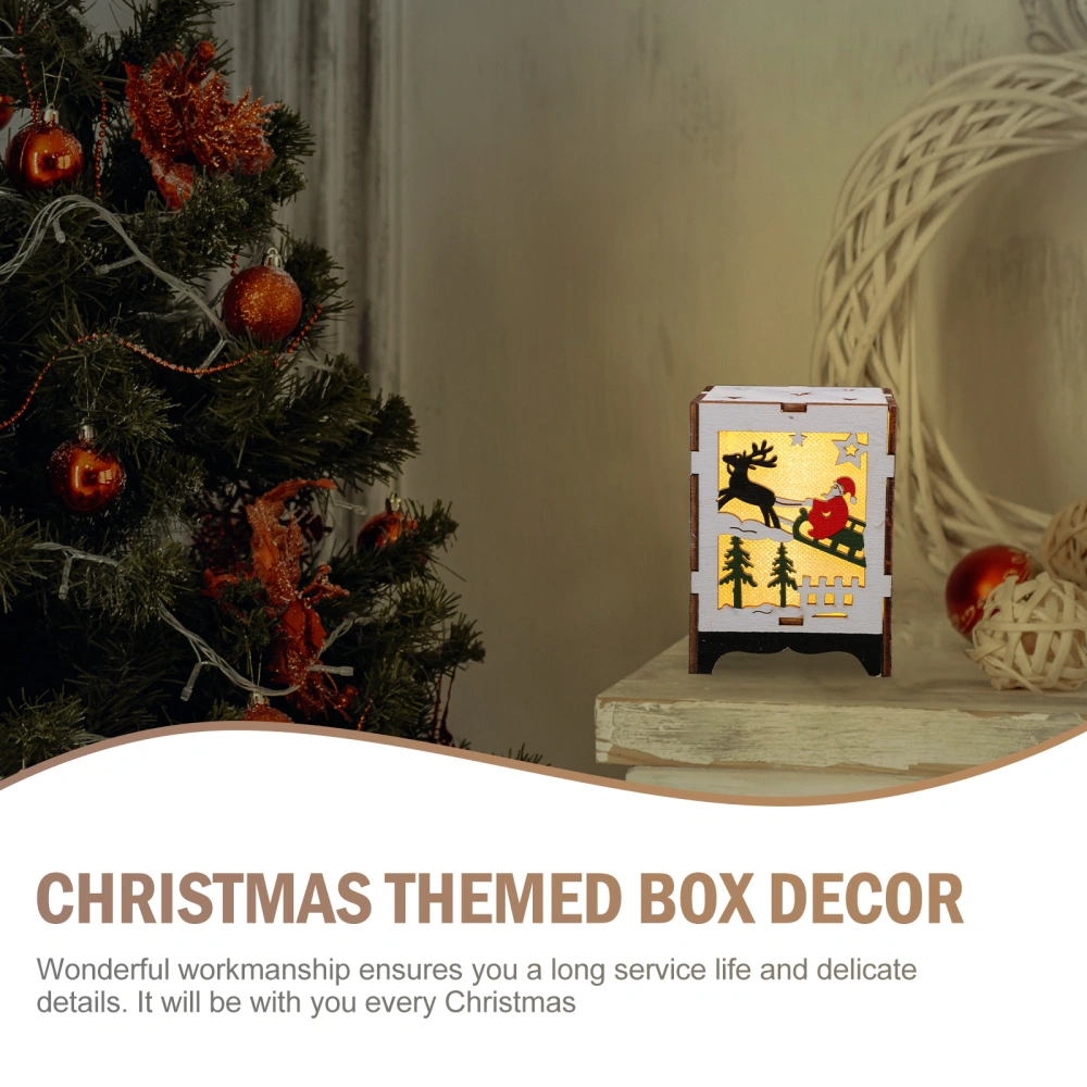 Christmas Wood Craft with Light Christmas Glowing Wooden Box Decoration