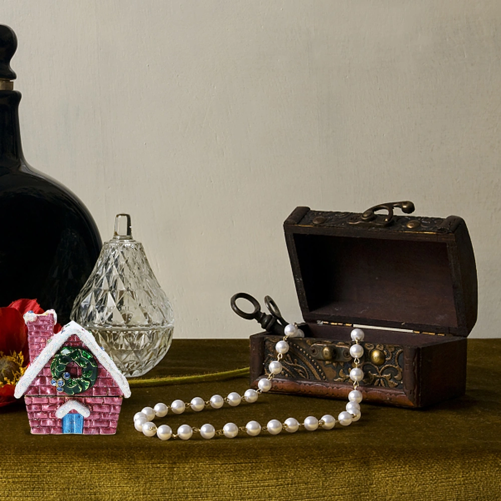 Hinged Figurine Christmas House Figurine Hinged Jewelry Holder Miniature House