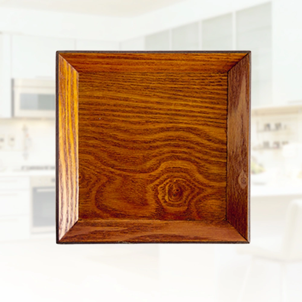 Creative Sushi Tray Wood Square Snack Dish Tray Dessert Dried Fruit Plate for Home Kitchen (10.5X10.5X2cm)
