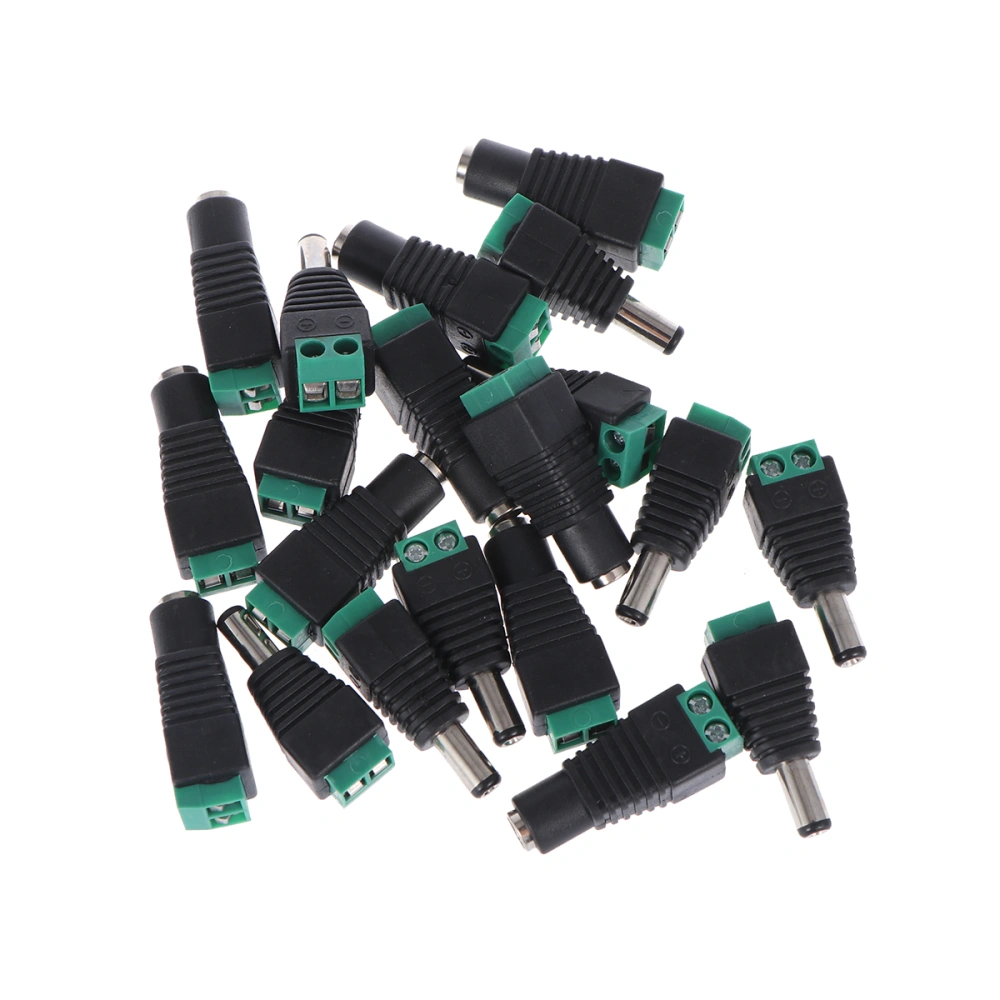 10 Pairs of 2.1*5.5mm Male and Female DC Power Plug Jack Adapters Connectors for CCTV Camera /LED Strip Lights