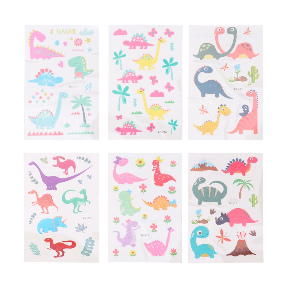 12 Pcs/Pack Environmental Stickers Children Cartoon Dinosaur Temporary Stickers Party Supplies for Kids