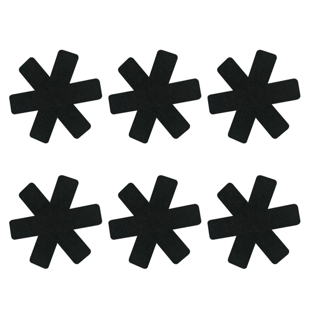 6pcs Non-woven Pot and Pan Protectors Non-stick Pot Holder Heat Insulation Pan Pad for Kitchen (Black)