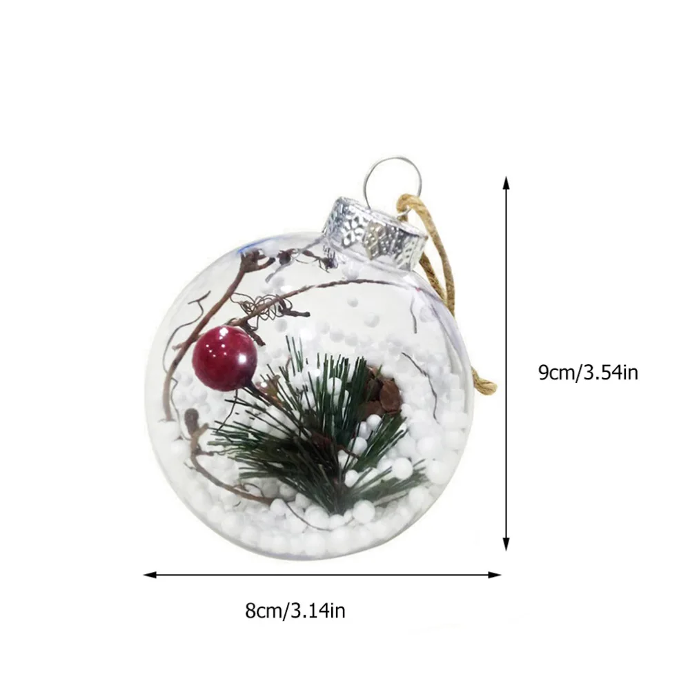 5pcs Christmas Tree Pendant Transparent Open Plastic Christmas Ball Xmas Hanging Decoration Toys For Home Office Shop