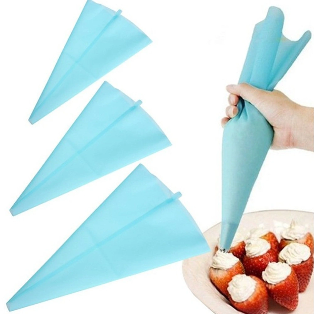 3pcs Different Sizes TPU Pastry Bags Icing Piping Bags Baking Cookie Cake Decorating Bags (Blue)