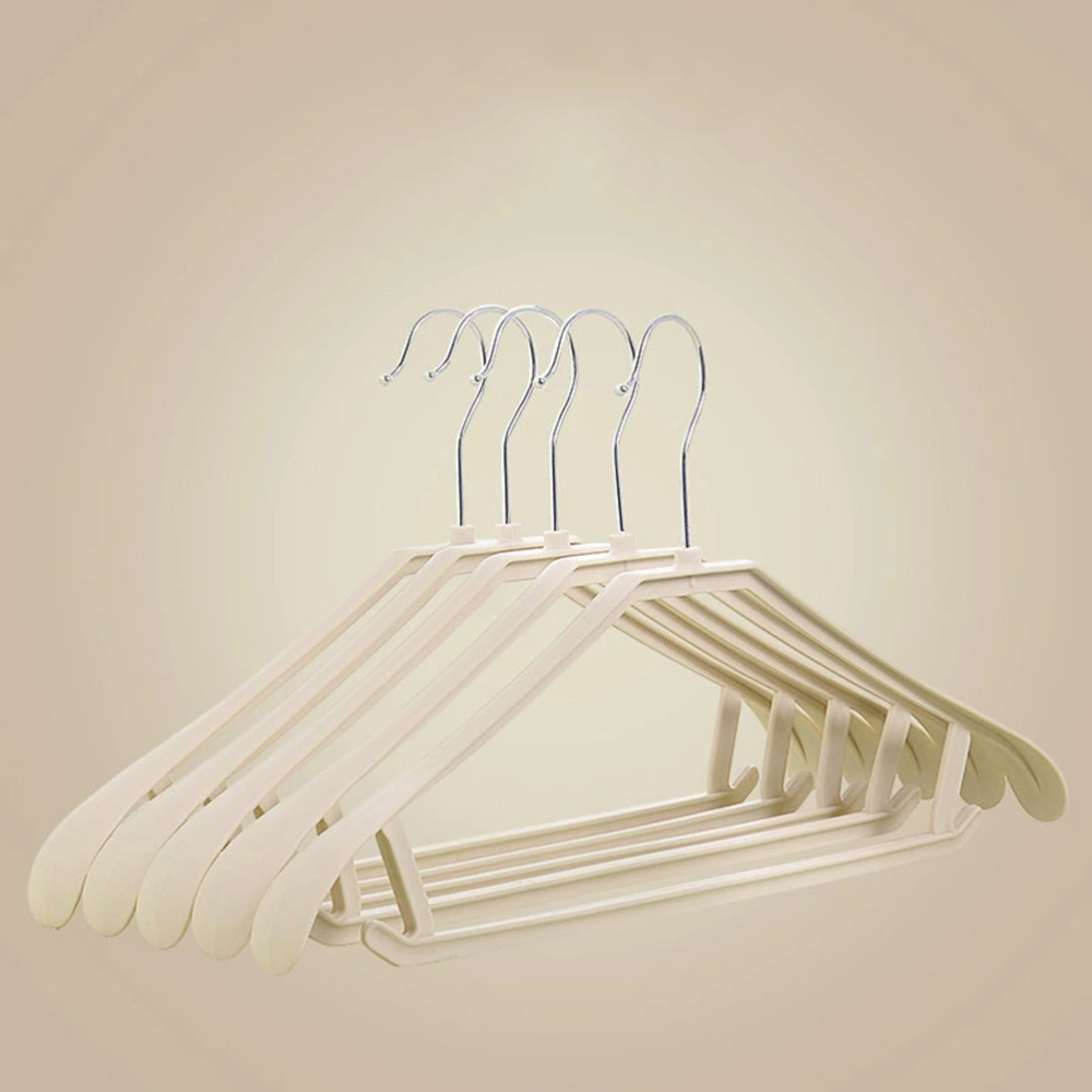 5PCS Anti-skid Clothes Hangers Suit Hangers Shirts Sweaters Dress Hanger Hook Drying Rack (Khaki)