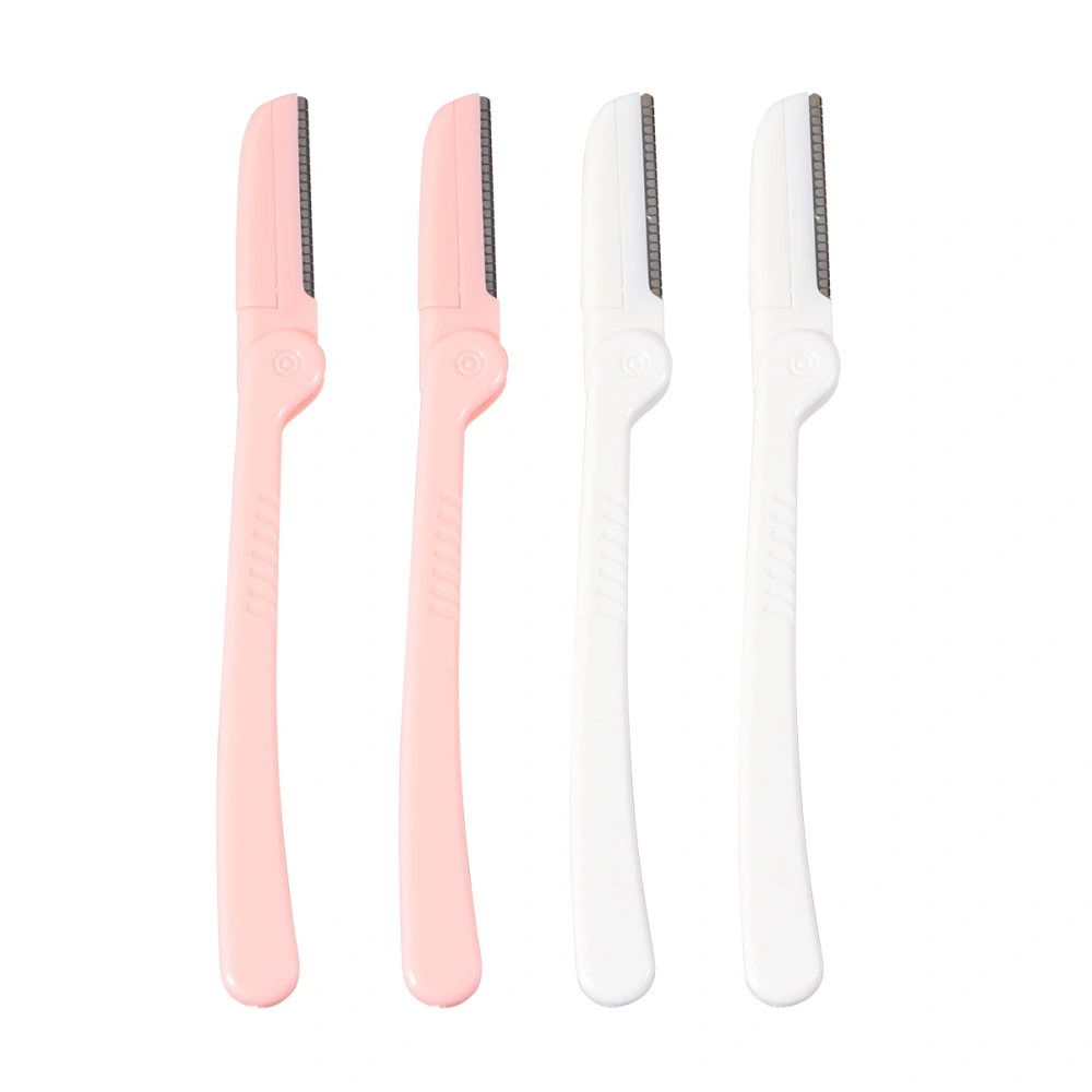 4pcs Portable Eyebrow Razor Set Simple Foldable Eyebrow Trimmer Makeup Tool Kit for Women Girls