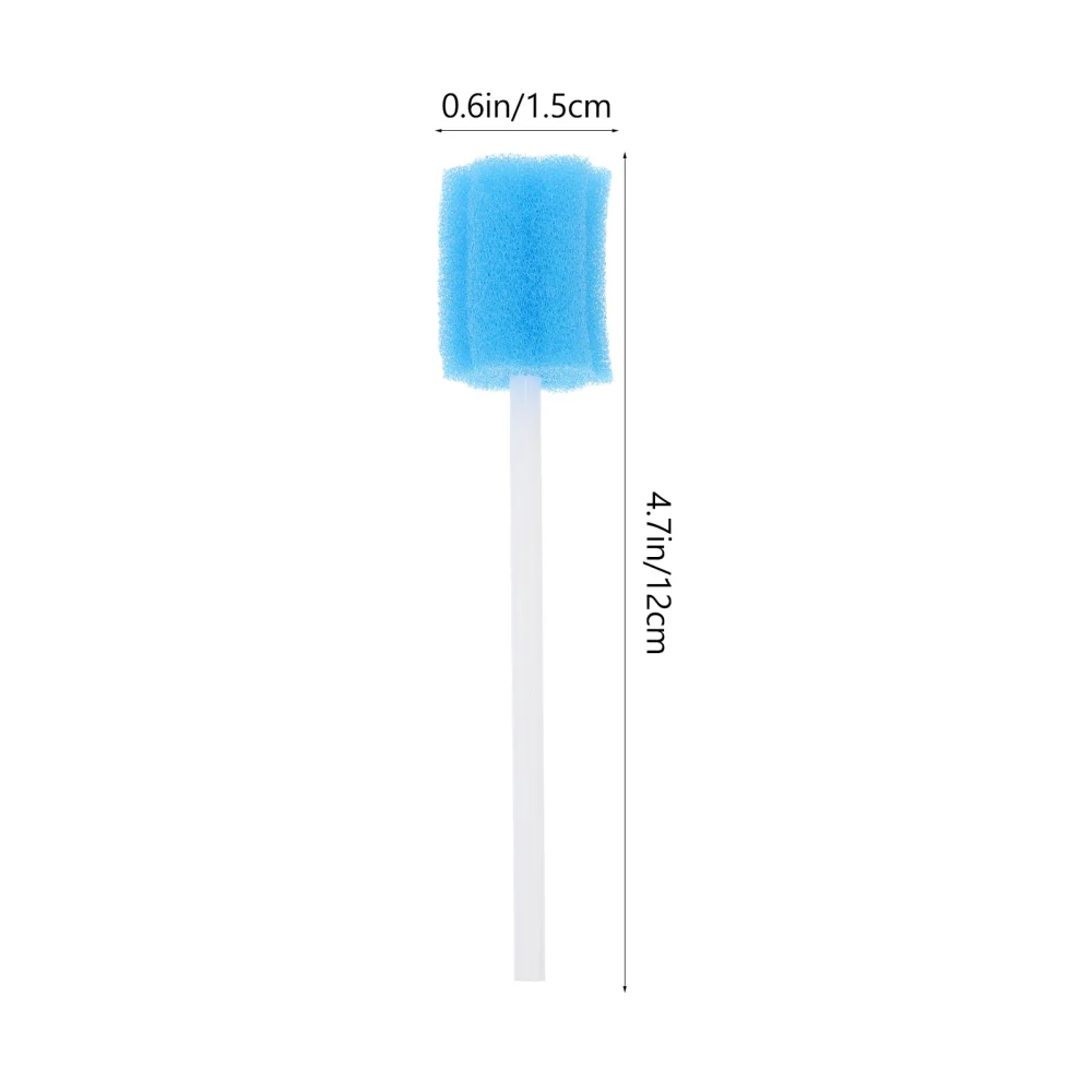 50Pcs Disposable Oral Care Sponge Swabs Tooth Cleaning Mouth Swabs (Sky-blue)