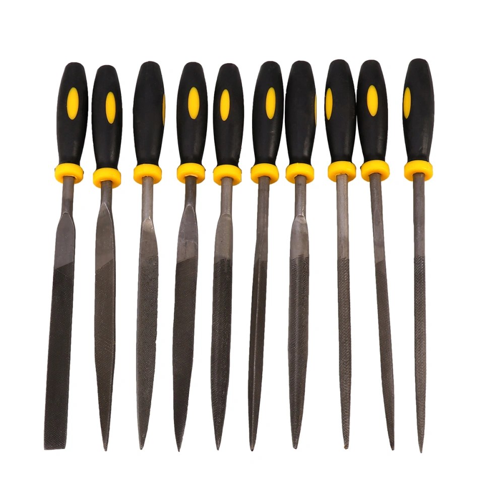 10pcs Needle File Set 180x5mm Comfortable Hand Grip Handles Mini Wood Rasp File Tools