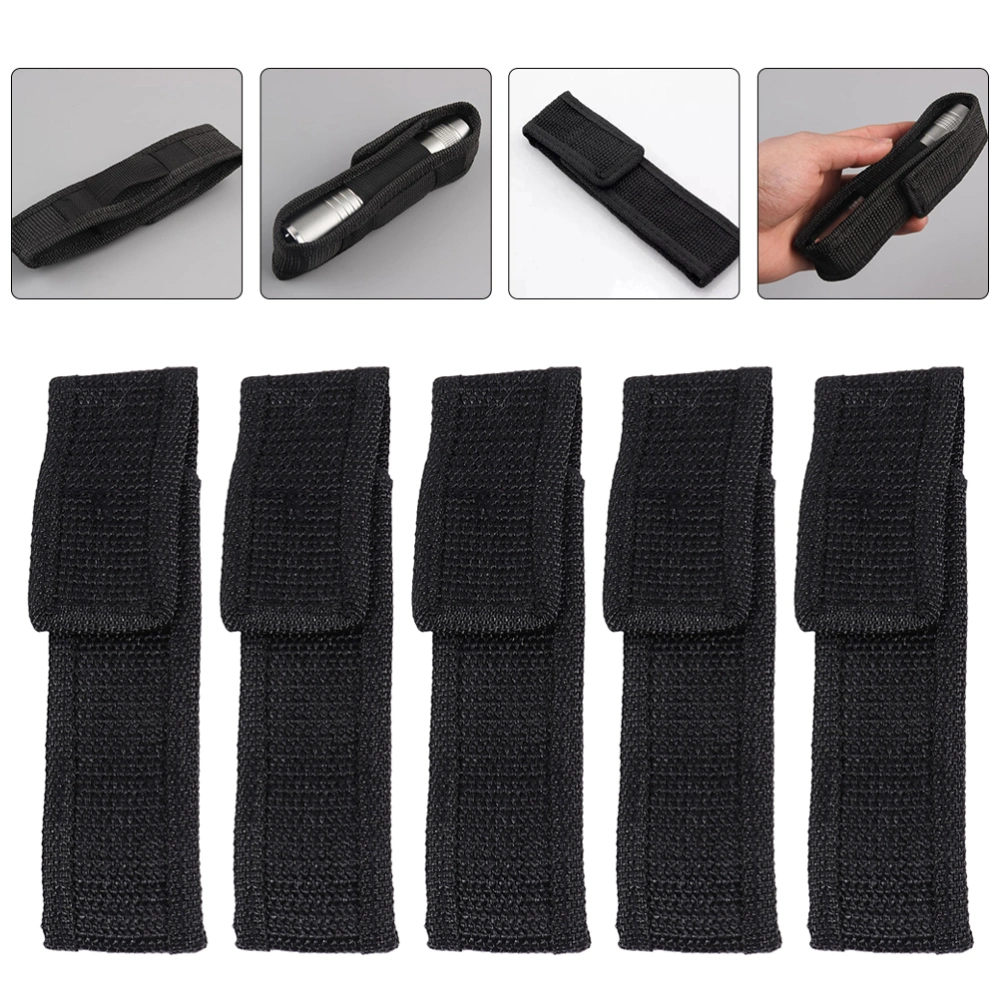 5Pcs Cloth Flashlight Holster Flashlight Bag Electric Torch Bag Mini Torch Storage Bag (Black)