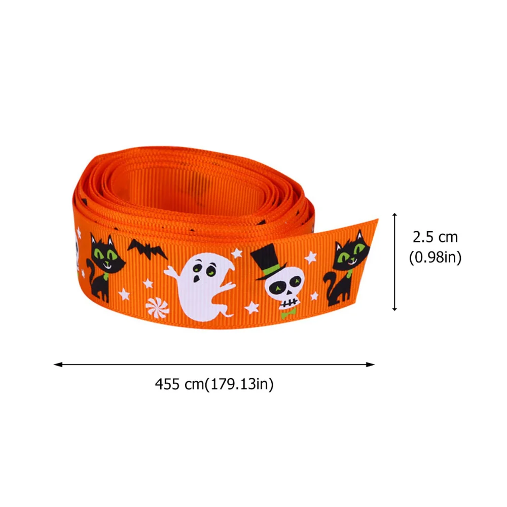 2 Rolls Halloween Ghost DIY Crafts Silk Gift Pack Ribbon Decor Wrapping Ribbon